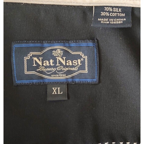 Nat Nast Shirt Black/White Short Sleeve Silk Blend Luxury Originals - Picture 2 of 10